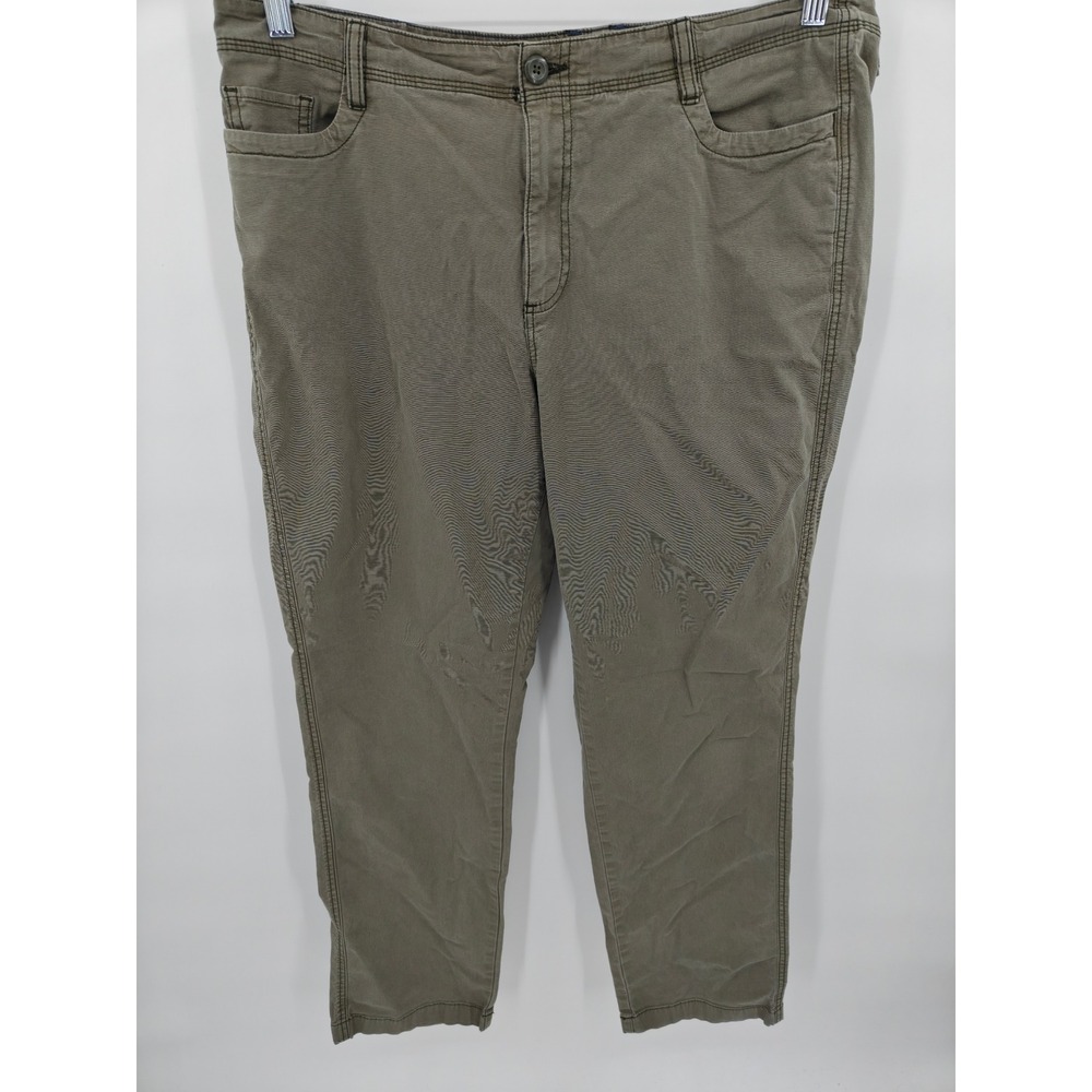 LL Bean Favorite Fit Pants Womens 16 MT Olive Green Straight Leg Stretch 507466